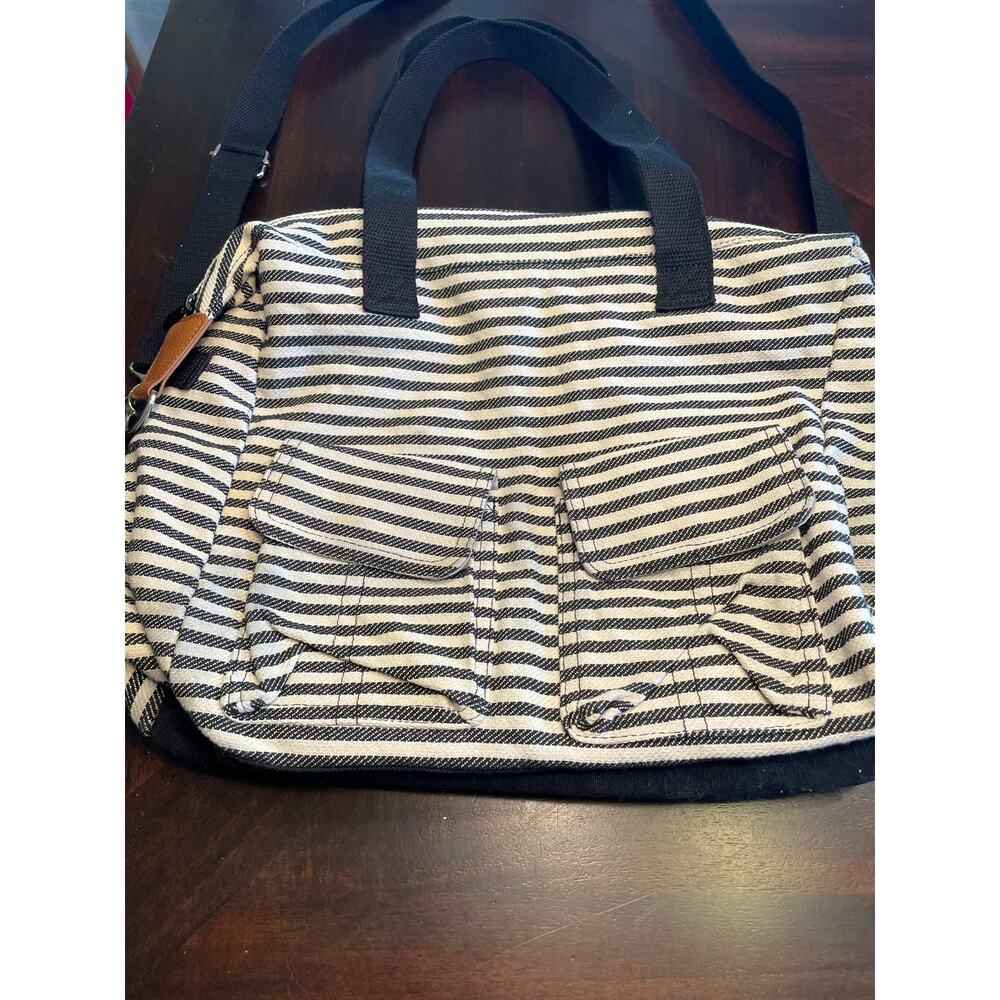 Thirty-One Retro Metro Canvas Strip twill bag purse diaper messenger cross body